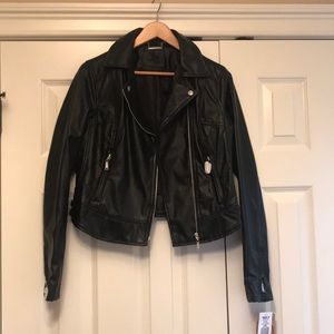 Leather bomber jacket